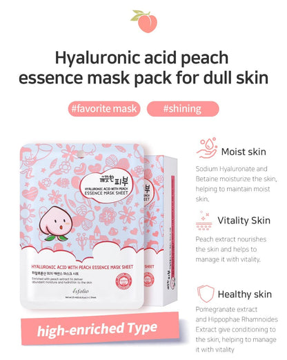 Esfolio Pure Skin Hyaluronic Acid With Peach Essence Mask