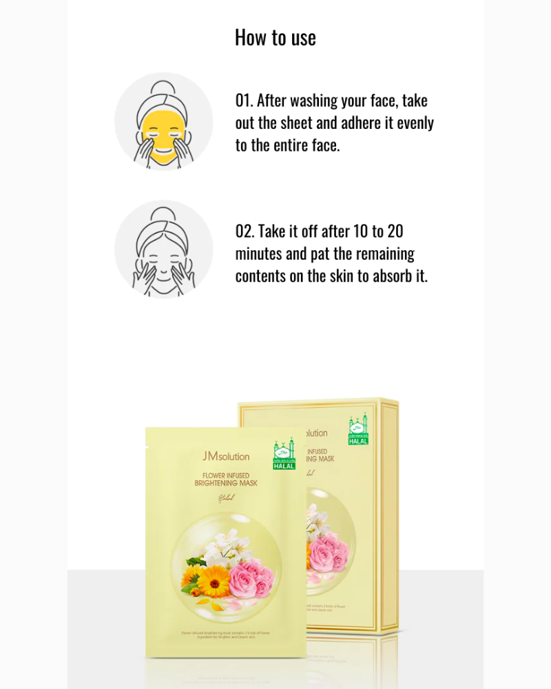 JM Solution Flower Infused Brightening Mask Halal (10EA)