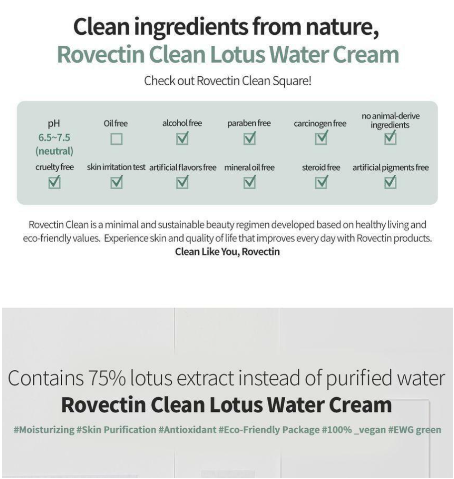 Rovectin Clean Lotus Water Cream 60ml
