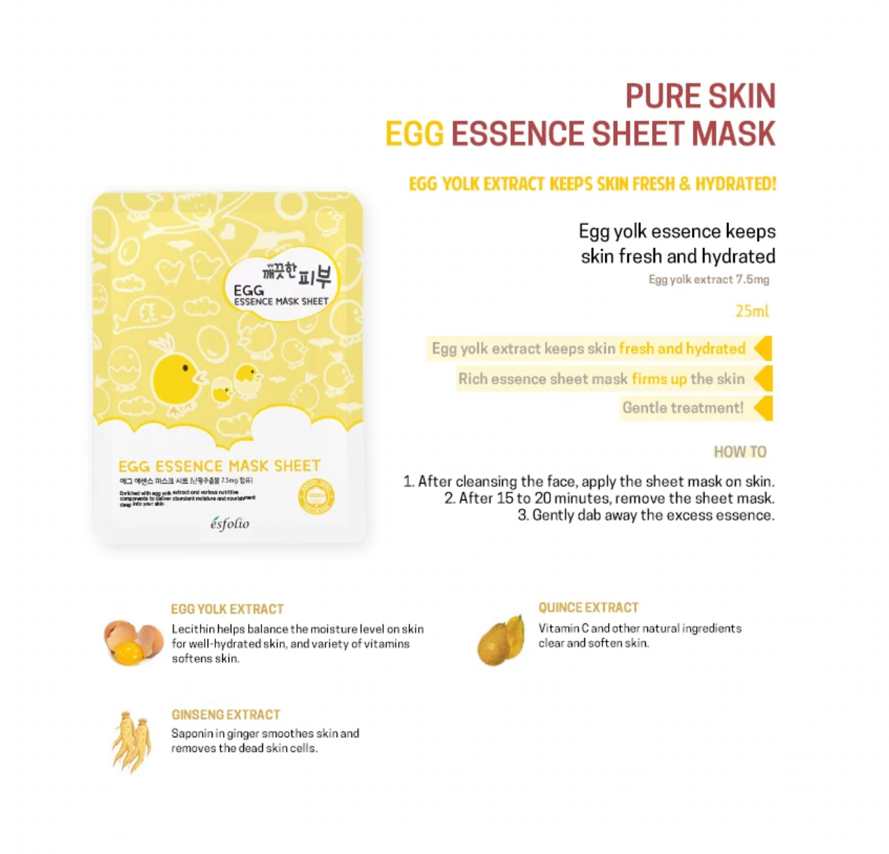 Esfolio Pure Skin Egg Essence Mask Sheet