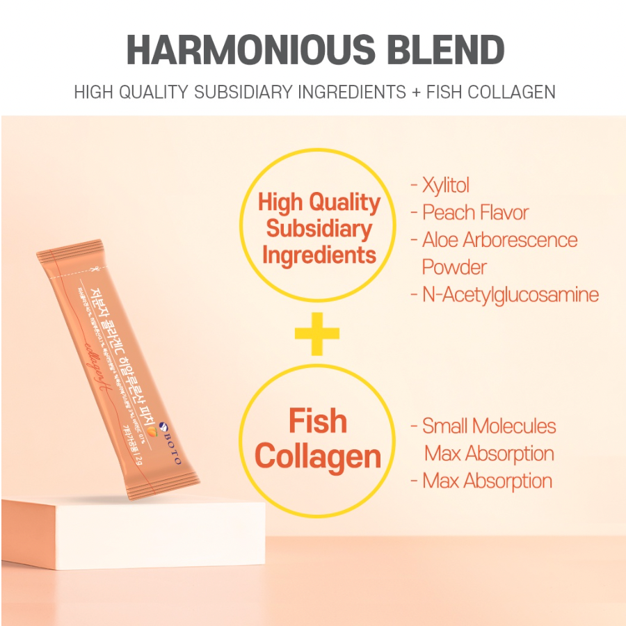 BOTO Low Molecular Collagen C Hyaluronic Acid Peach (30 Sticks)