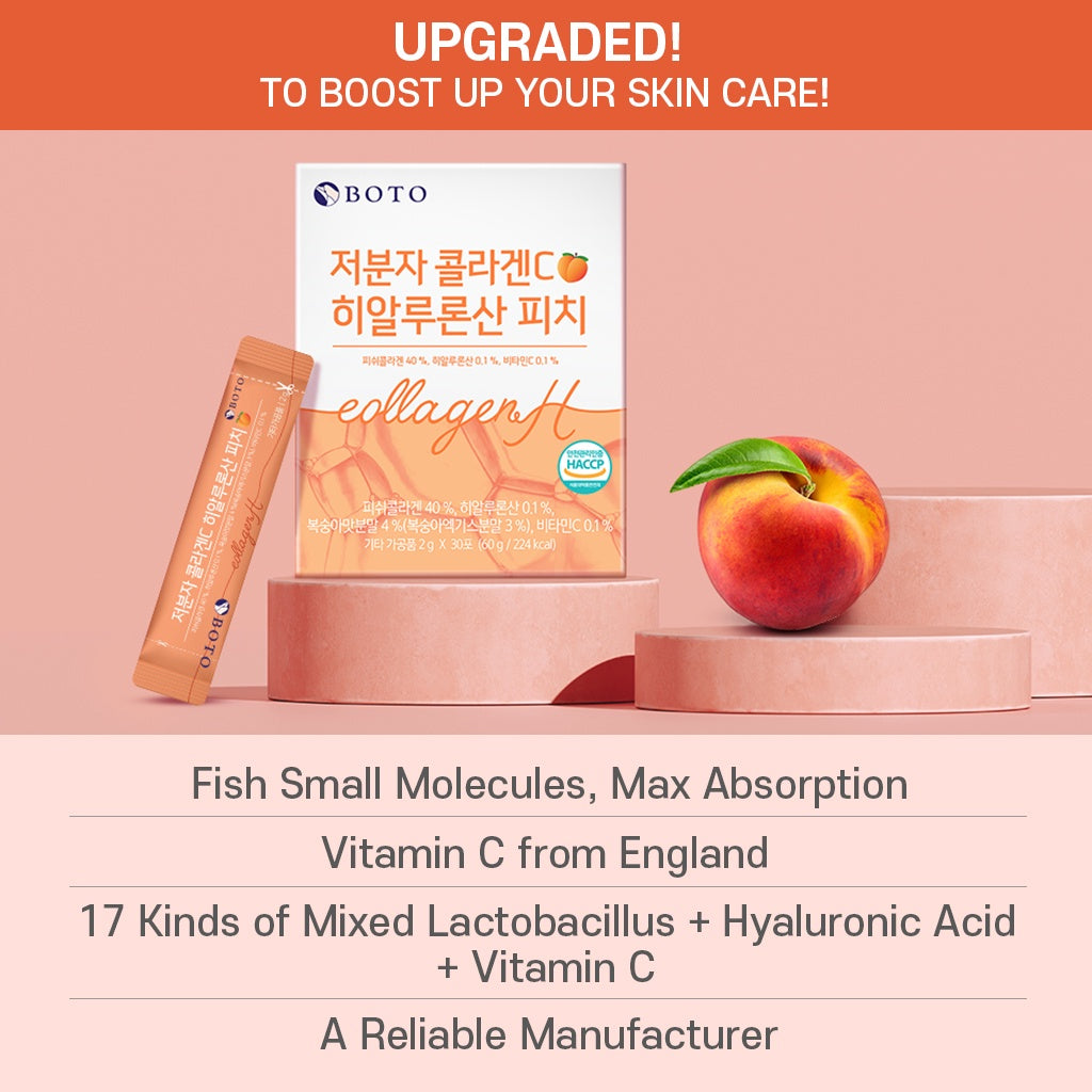 BOTO Low Molecular Collagen C Hyaluronic Acid Peach (30 Sticks)