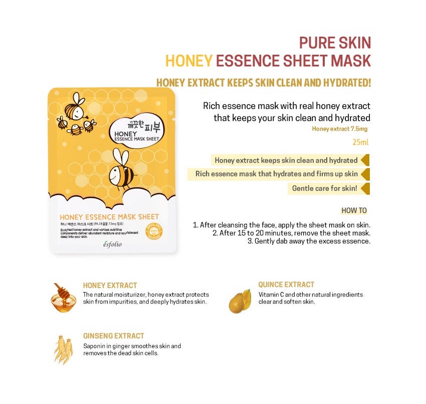 Esfolio Pure Skin Honey Essence Mask Sheet
