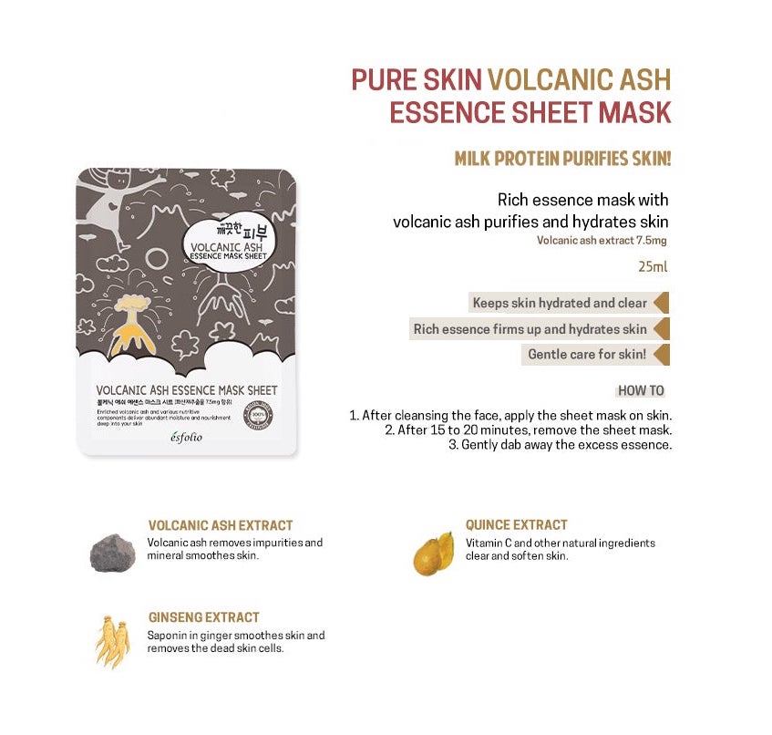 Esfolio Pure Skin Volcanic Ash Essence Mask Sheet